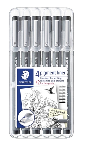 Staedtler Fineliner pigment liner zestaw czarnych pisaków (6)